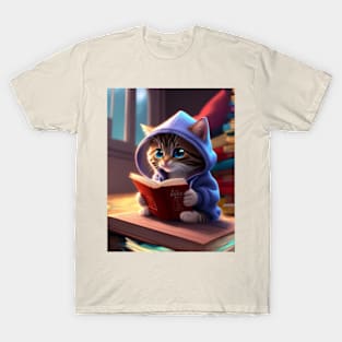 Cute cat reading a book T-Shirt